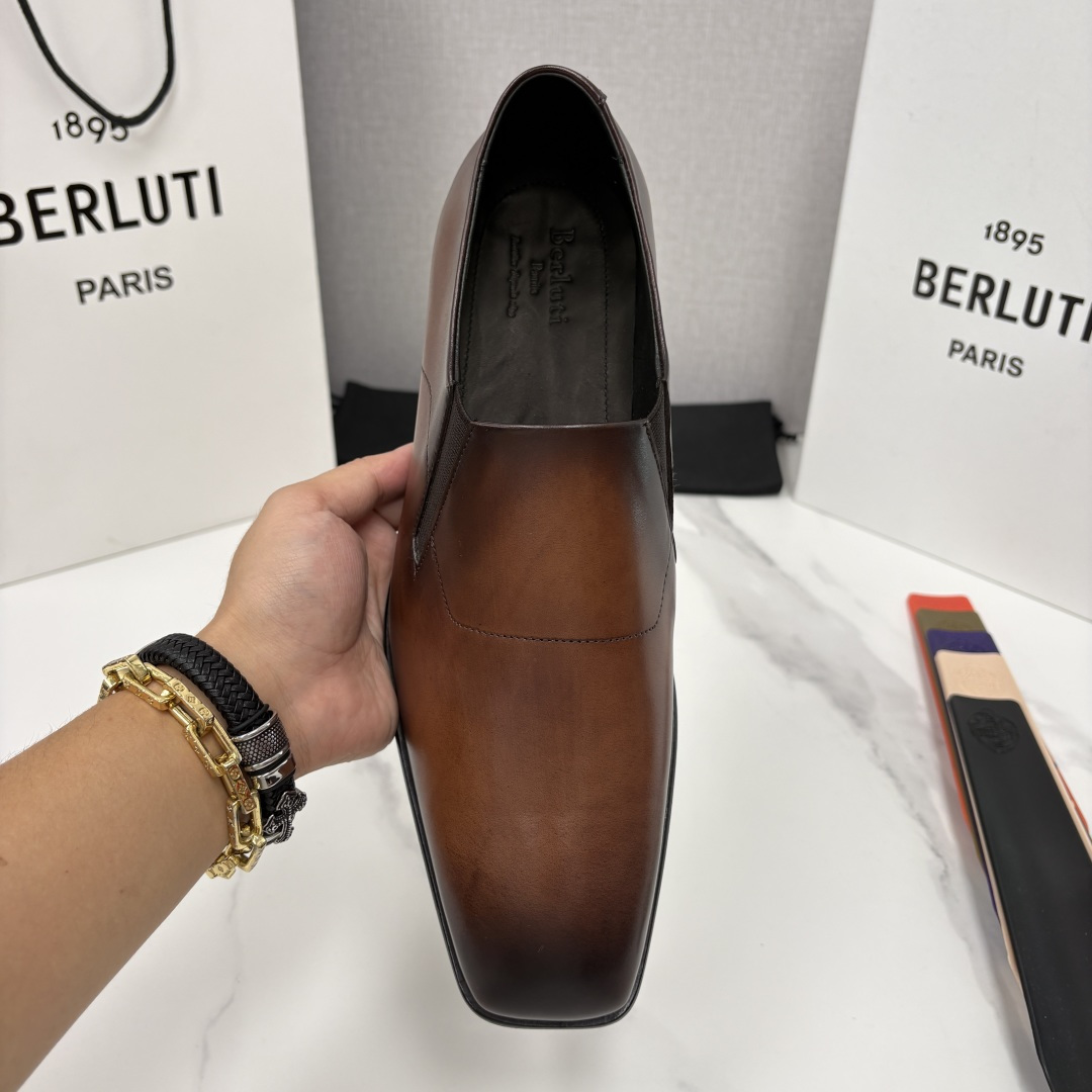 💋💍Berlut* 布鲁提  新款切尔西乐福鞋皮鞋   优雅与舒适的绅士之选[烟花] 男士手工擦色正装鞋