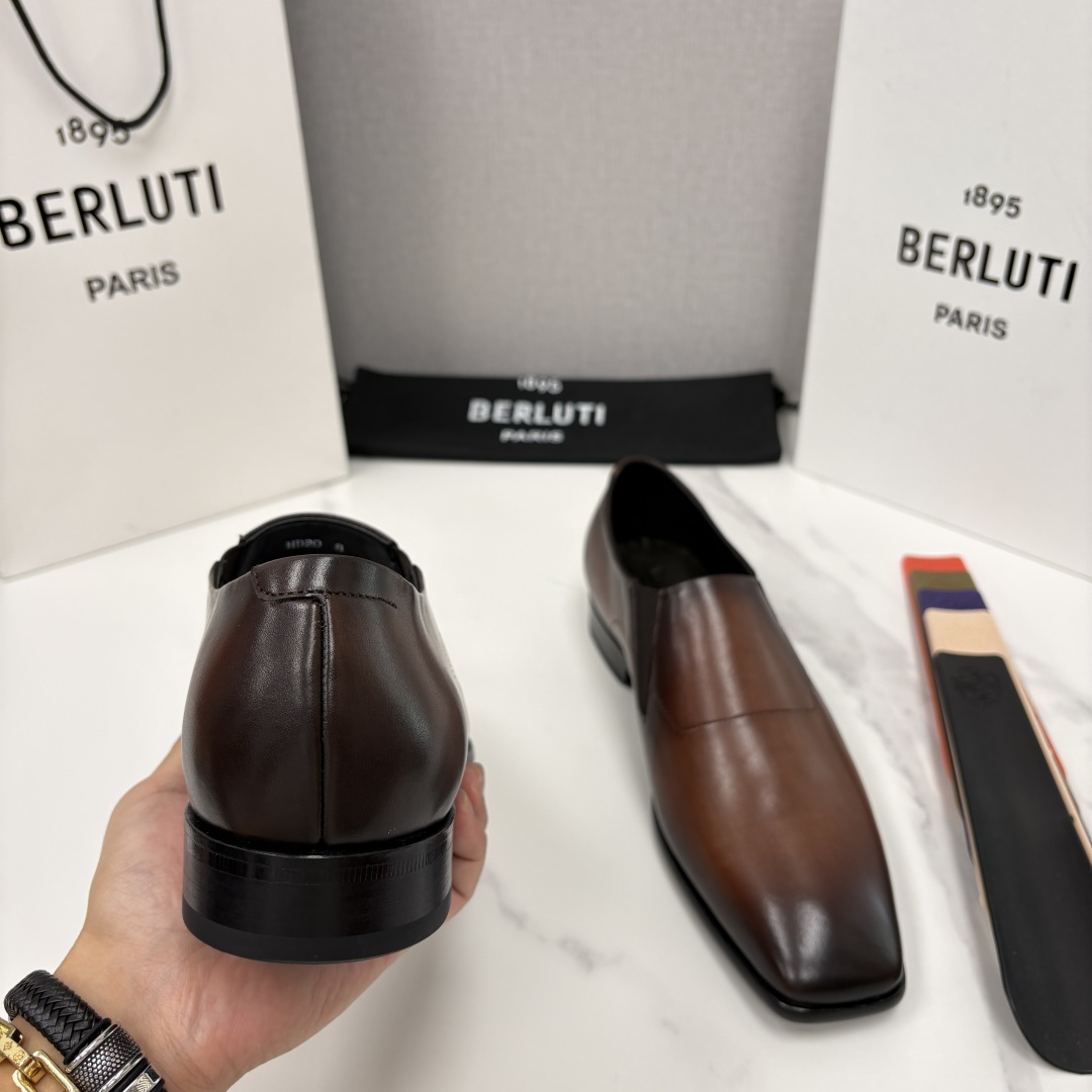 💋💍Berlut* 布鲁提  新款切尔西乐福鞋皮鞋   优雅与舒适的绅士之选[烟花] 男士手工擦色正装鞋
