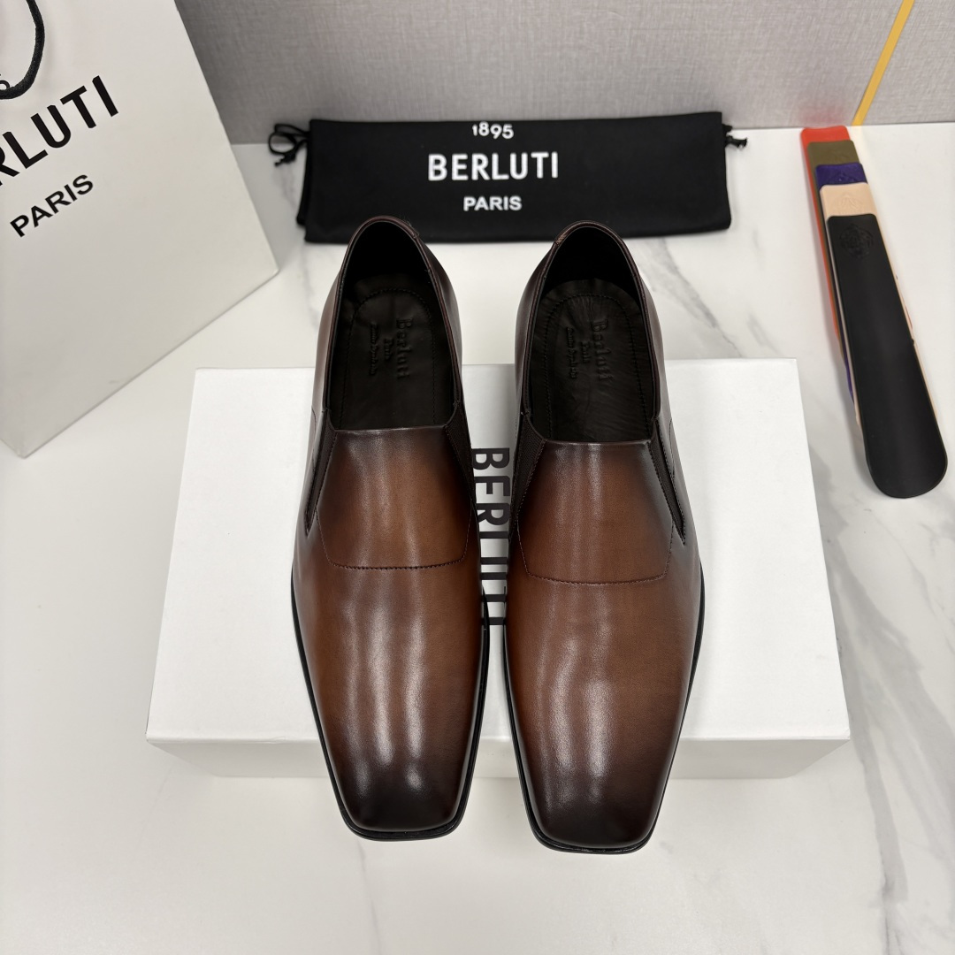 💋💍Berlut* 布鲁提  新款切尔西乐福鞋皮鞋   优雅与舒适的绅士之选[烟花] 男士手工擦色正装鞋