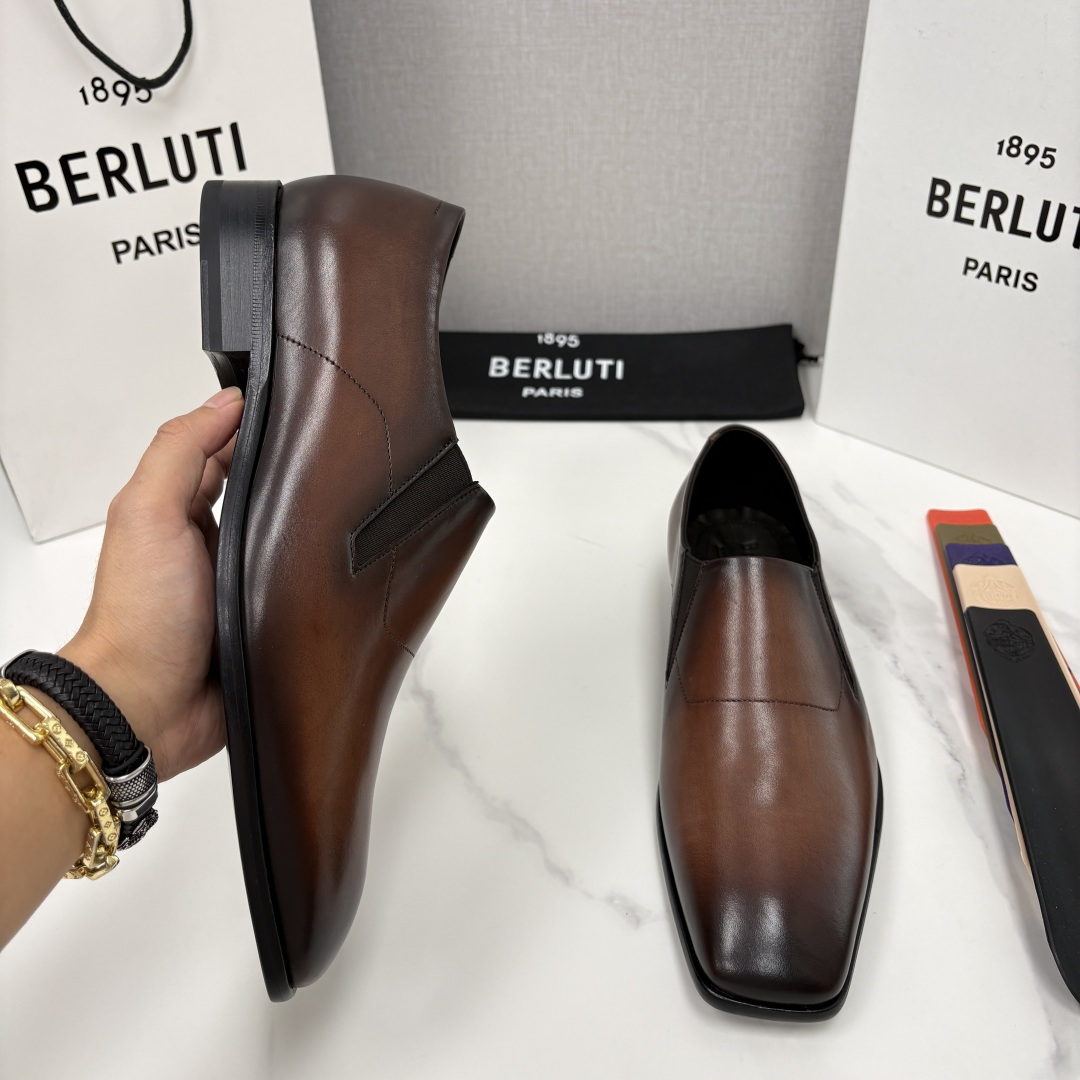 💋💍Berlut* 布鲁提  新款切尔西乐福鞋皮鞋   优雅与舒适的绅士之选[烟花] 男士手工擦色正装鞋