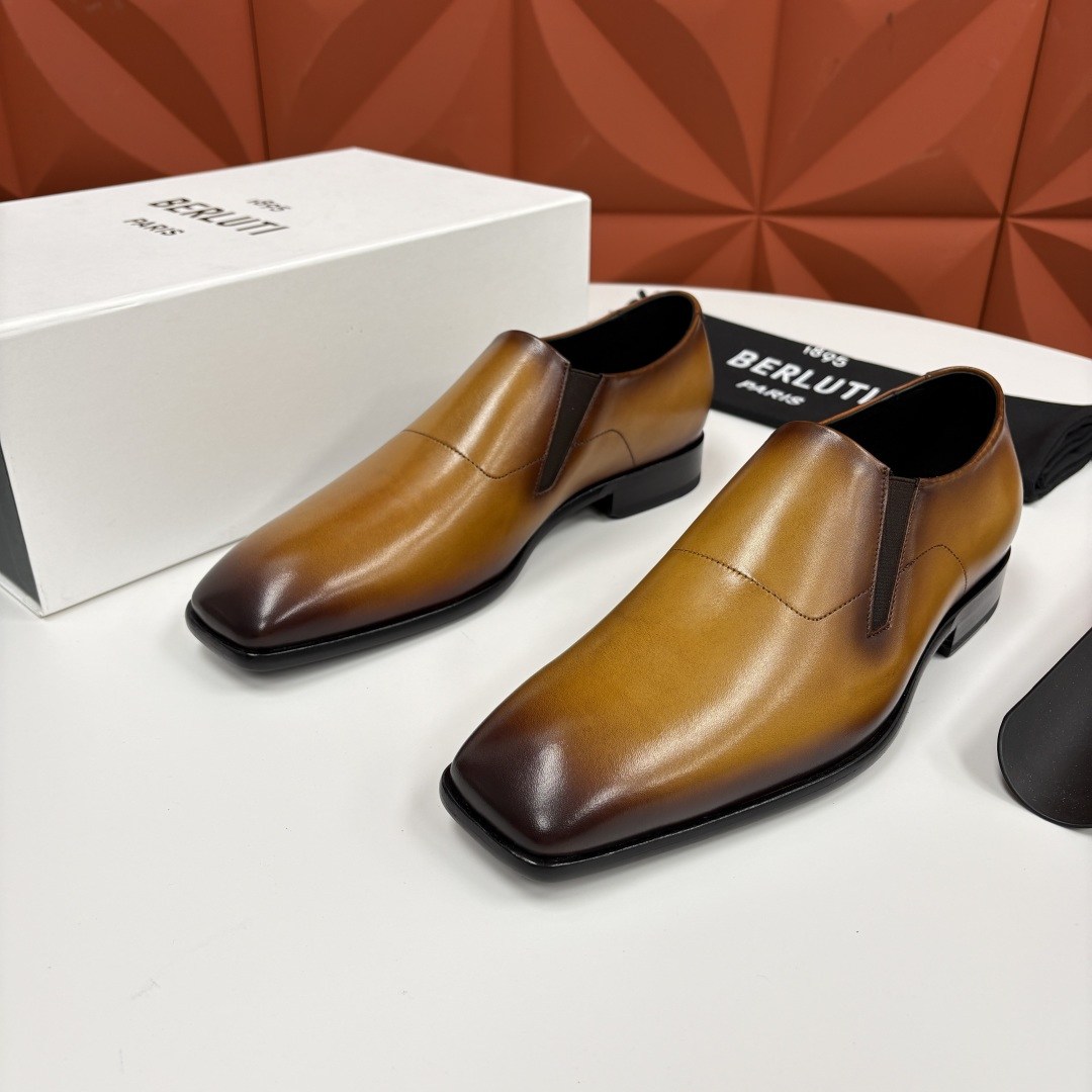 💋💍Berlut* 布鲁提  新款切尔西乐福鞋皮鞋   优雅与舒适的绅士之选[烟花] 男士手工擦色正装鞋