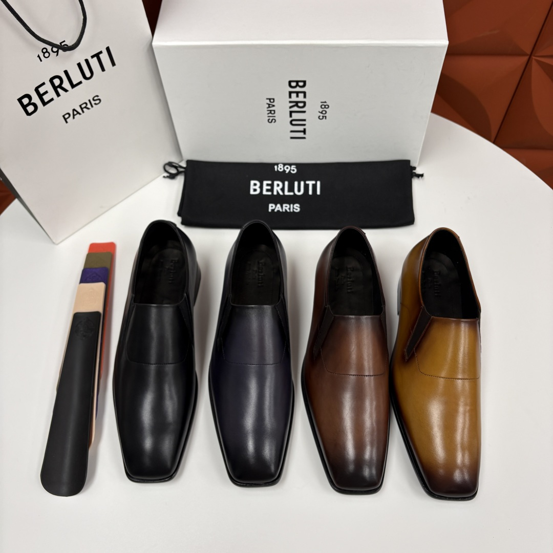 💋💍Berlut* 布鲁提  新款切尔西乐福鞋皮鞋   优雅与舒适的绅士之选[烟花] 男士手工擦色正装鞋