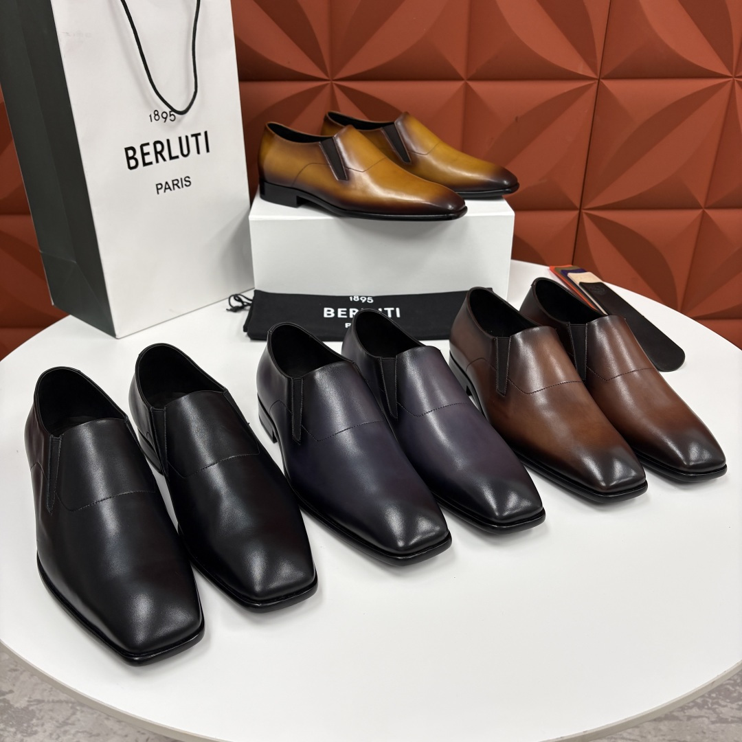 💋💍Berlut* 布鲁提  新款切尔西乐福鞋皮鞋   优雅与舒适的绅士之选[烟花] 男士手工擦色正装鞋