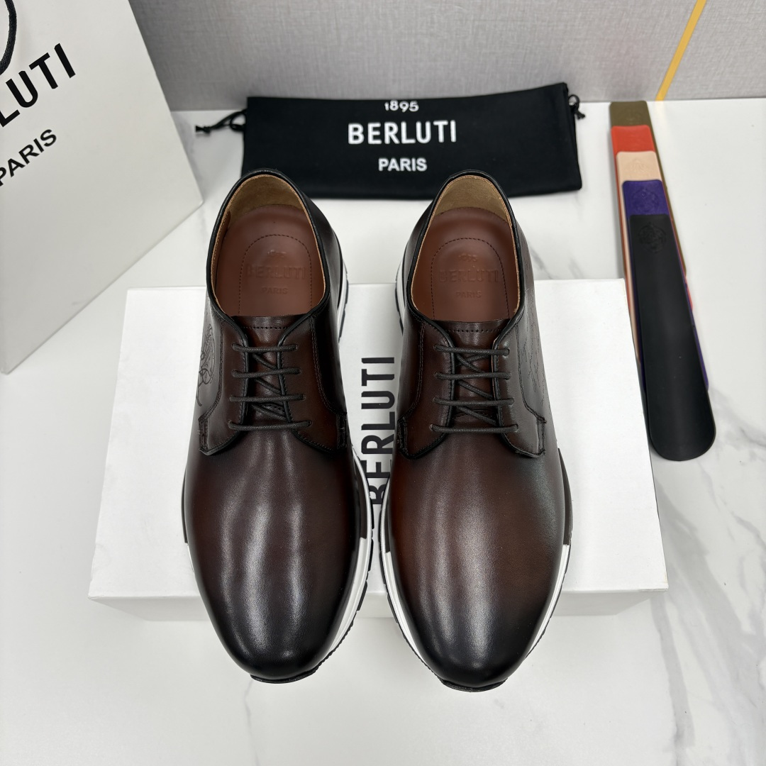 💋💍Berlut* 布鲁提 升级版第四代私模大底 Fast Track皮革运动鞋  官方 11,200 