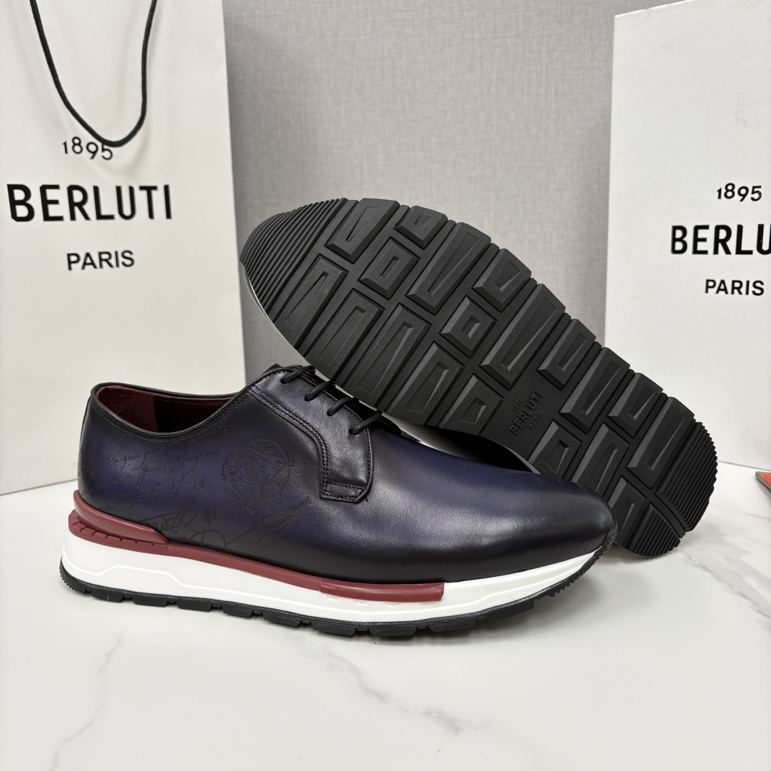 💋💍Berlut* 布鲁提 升级版第四代私模大底 Fast Track皮革运动鞋  官方 11,200 