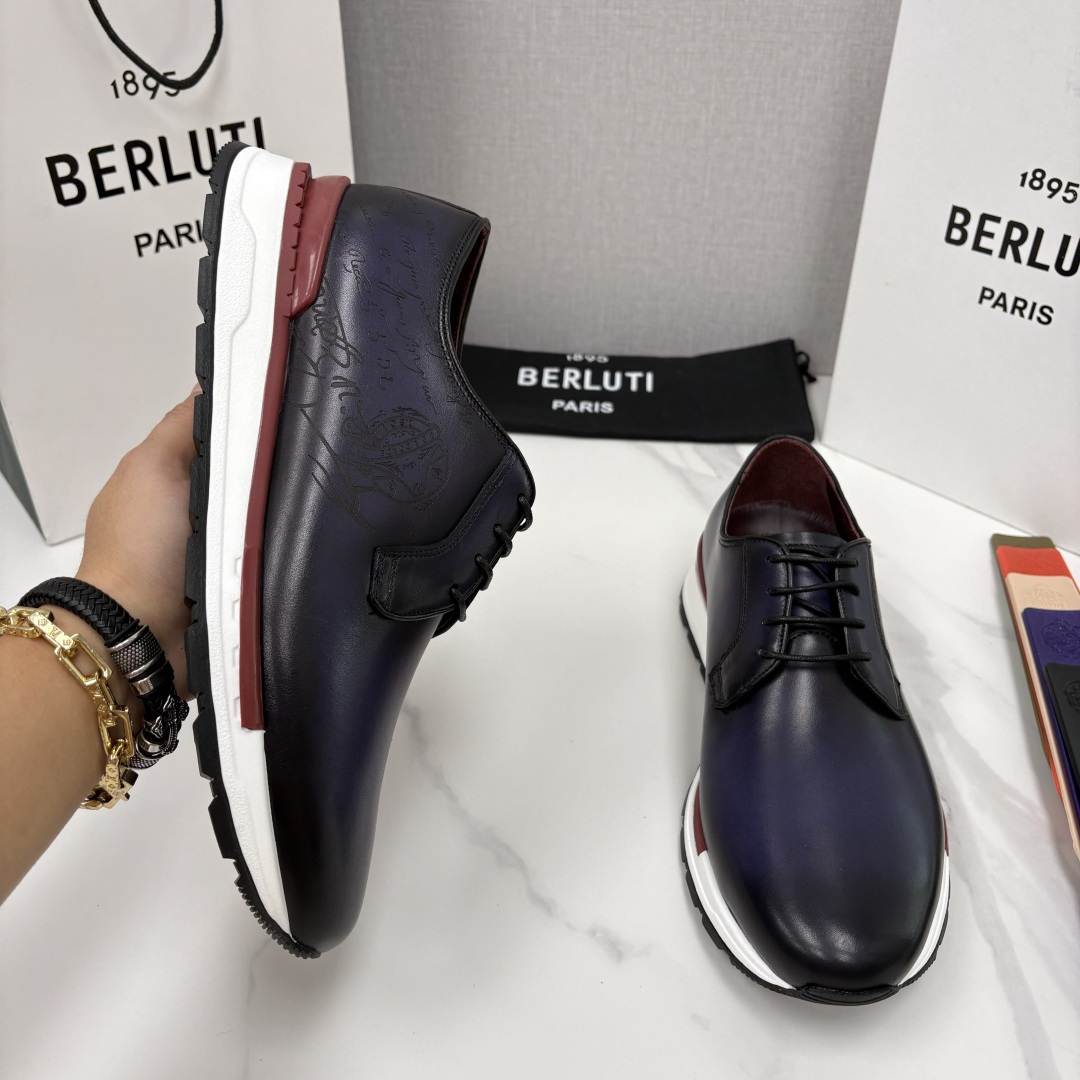 💋💍Berlut* 布鲁提 升级版第四代私模大底 Fast Track皮革运动鞋  官方 11,200 