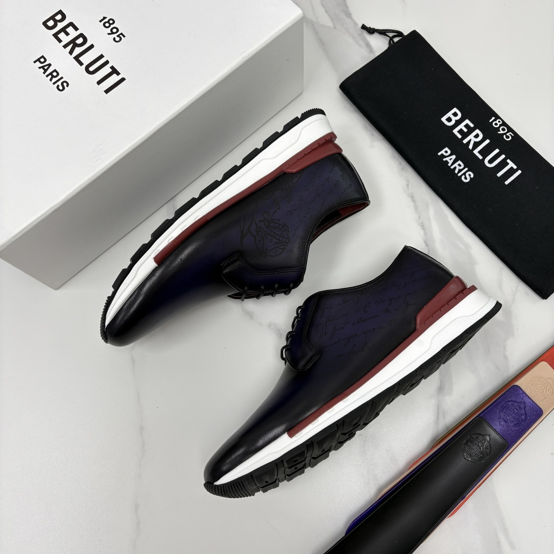 💋💍Berlut* 布鲁提 升级版第四代私模大底 Fast Track皮革运动鞋  官方 11,200 