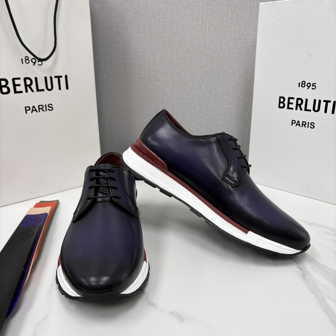 💋💍Berlut* 布鲁提 升级版第四代私模大底 Fast Track皮革运动鞋  官方 11,200 
