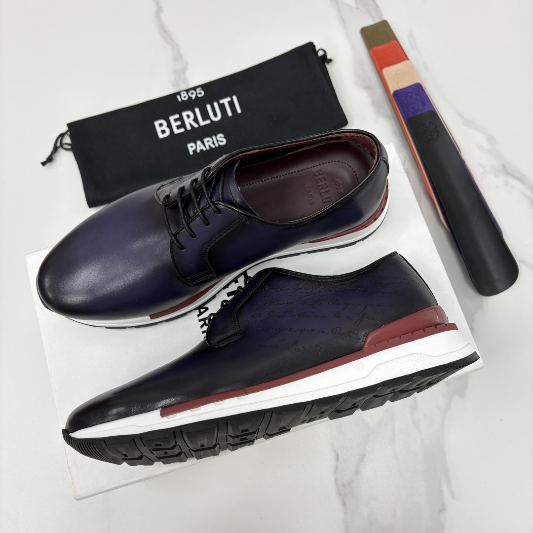 💋💍Berlut* 布鲁提 升级版第四代私模大底 Fast Track皮革运动鞋  官方 11,200 