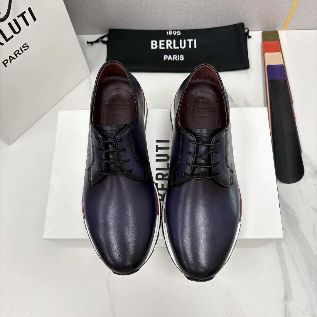 💋💍Berlut* 布鲁提 升级版第四代私模大底 Fast Track皮革运动鞋  官方 11,200 