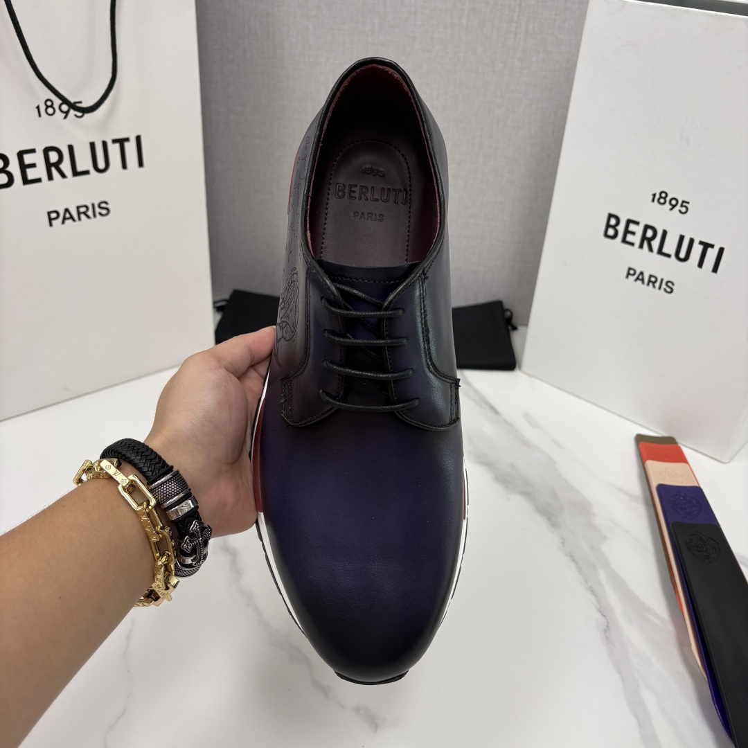 💋💍Berlut* 布鲁提 升级版第四代私模大底 Fast Track皮革运动鞋  官方 11,200 