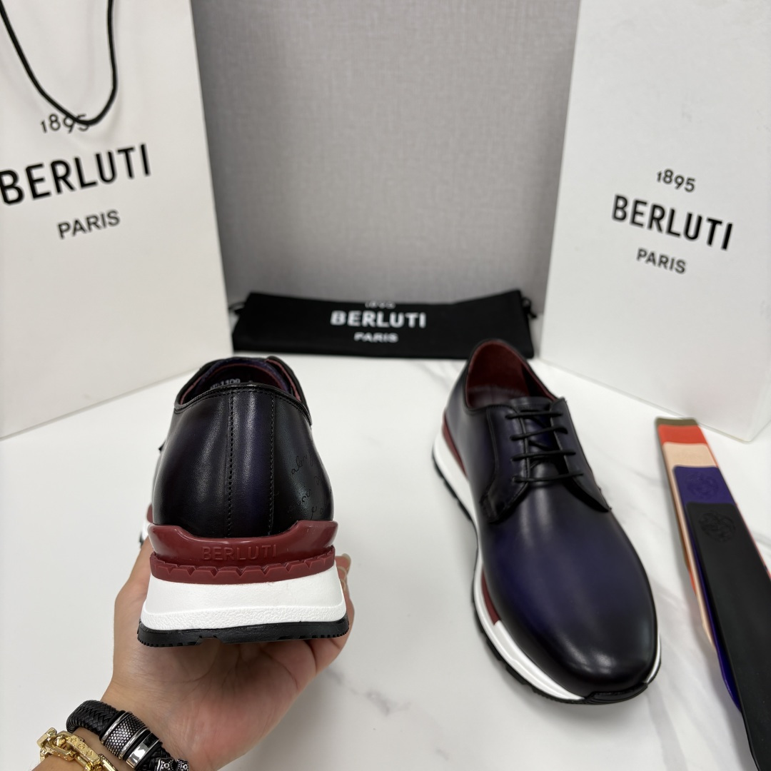 💋💍Berlut* 布鲁提 升级版第四代私模大底 Fast Track皮革运动鞋  官方 11,200 