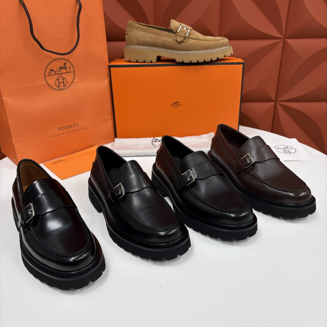 💋💍H家新品   Gentle厚底乐福鞋   官方 7,850   采用进口小牛皮/开边珠亮皮/手掌纹/