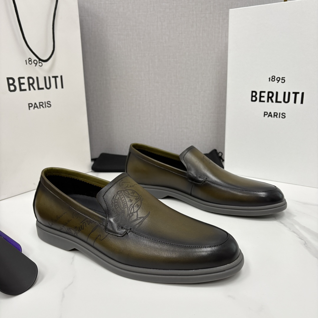 💋💍Berlut* 布鲁提  新款手工擦色乐福鞋上新    🆕男士手工擦色皮鞋 优雅与舒适的完美融合  