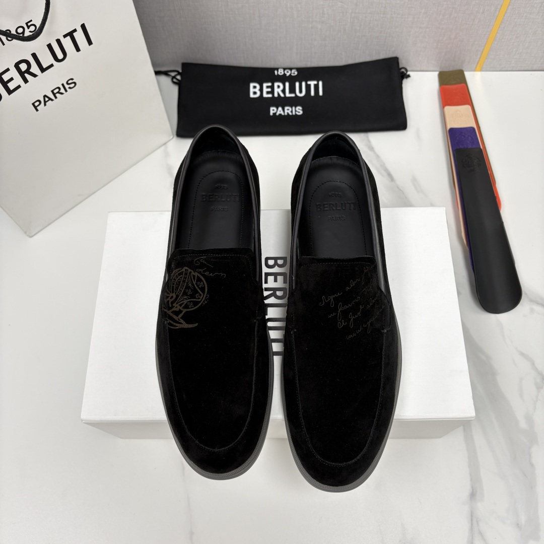 💋💍Berlut* 布鲁提  新款手工擦色拼反毛皮乐福鞋上新    🆕男士手工擦色皮鞋+反毛牛皮 优雅与