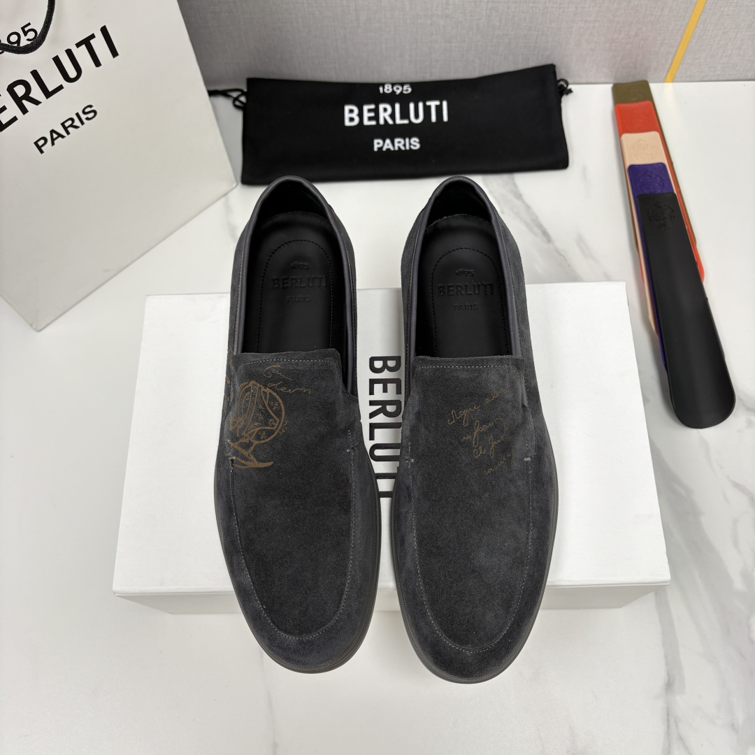 💋💍Berlut* 布鲁提  新款手工擦色拼反毛皮乐福鞋上新    🆕男士手工擦色皮鞋+反毛牛皮 优雅与