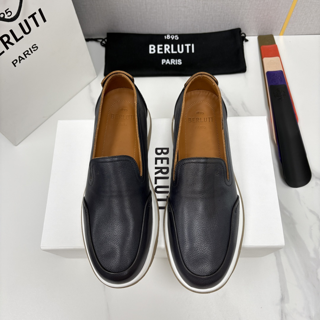 💋💍Berlut*  布鲁提   独家新品     推出Echappée 系列鹿皮乐福鞋一脚蹬休闲鞋履 