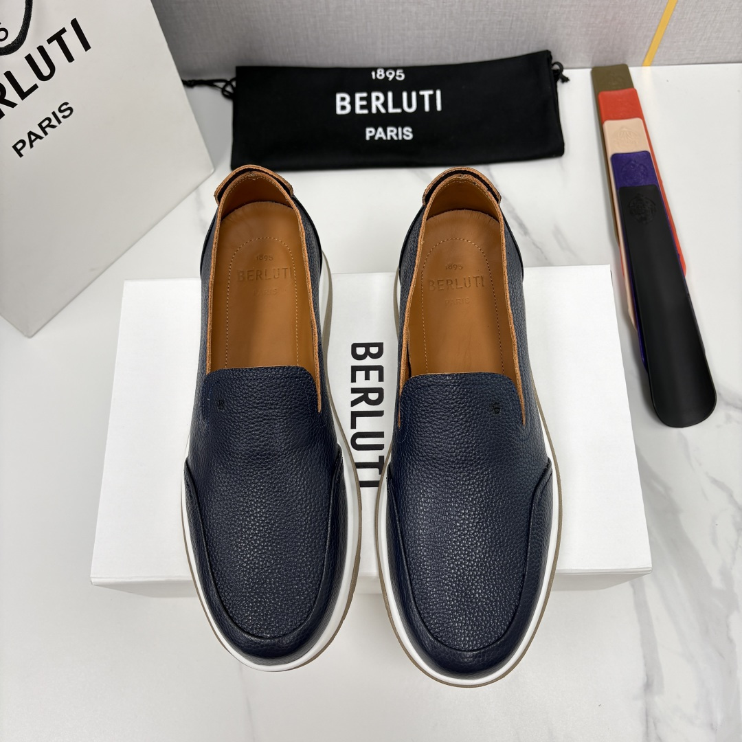 💋💍Berlut*  布鲁提   独家新品     推出Echappée 系列鹿皮乐福鞋一脚蹬休闲鞋履 
