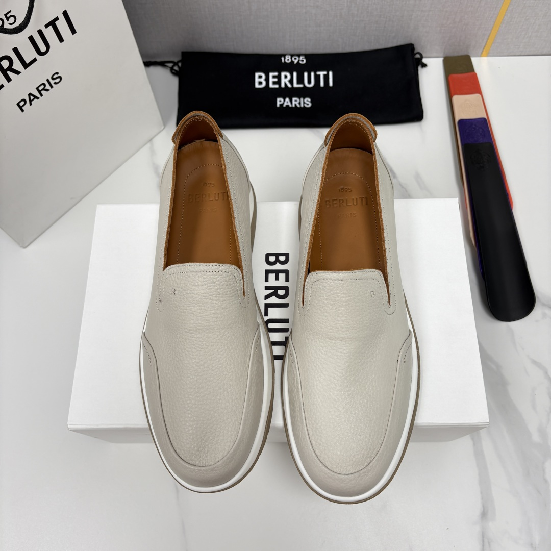 💋💍Berlut*  布鲁提   独家新品     推出Echappée 系列鹿皮乐福鞋一脚蹬休闲鞋履 