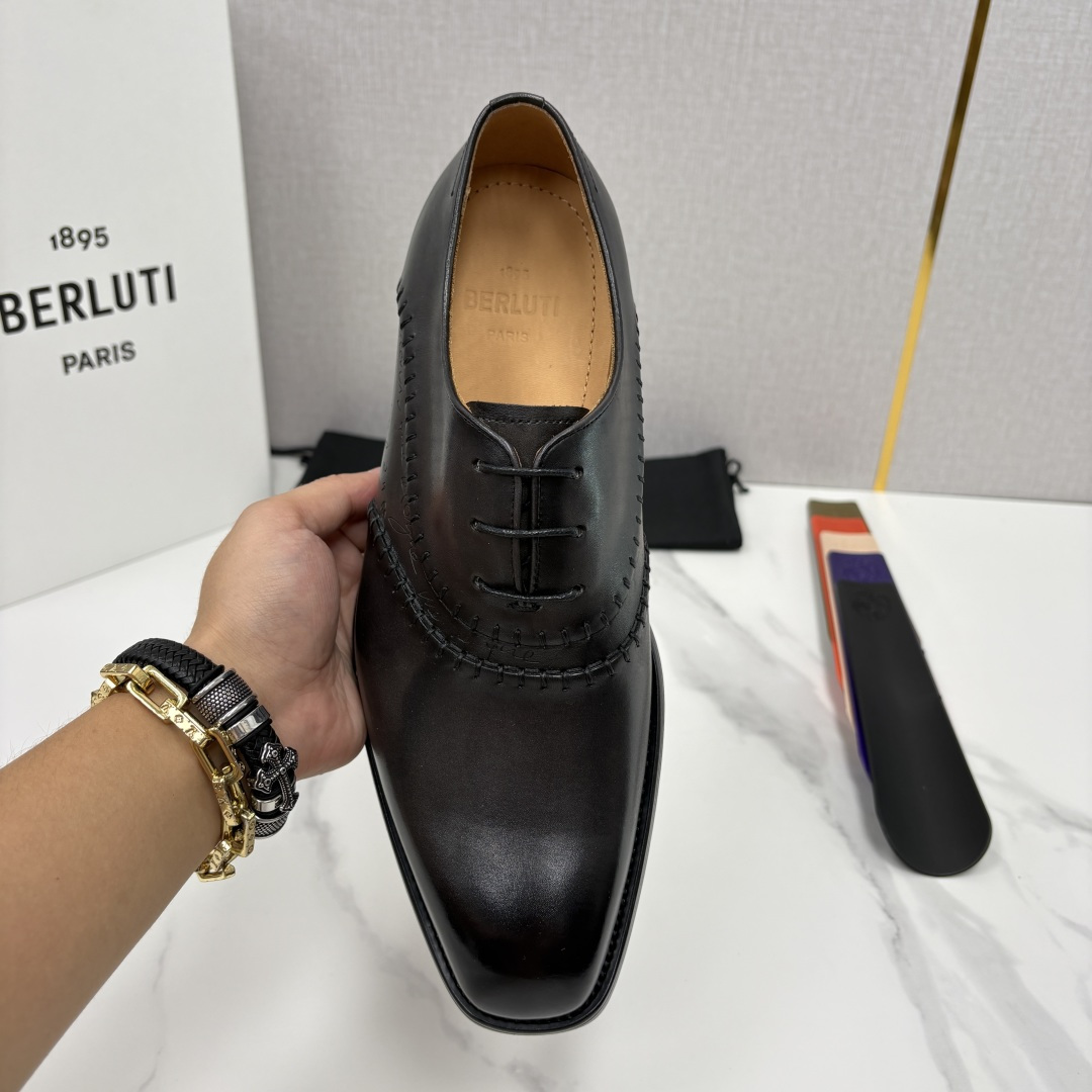 💋💍Berlut* 布鲁提  新款男士手工擦色正装皮鞋上新🆕     鳄鱼纹牛津鞋的商务与格调的极致融合