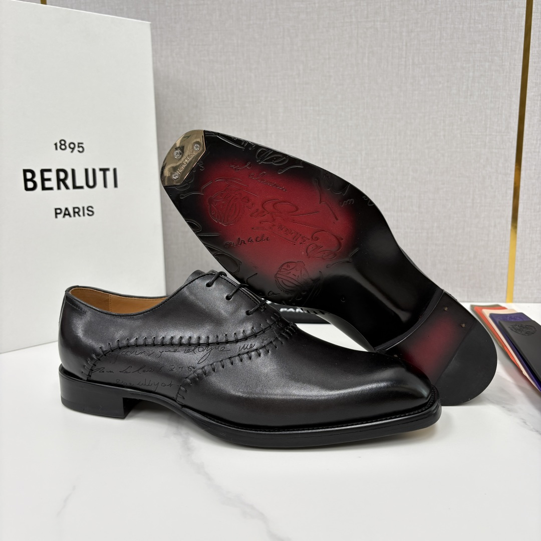 💋💍Berlut* 布鲁提  新款男士手工擦色正装皮鞋上新🆕     鳄鱼纹牛津鞋的商务与格调的极致融合