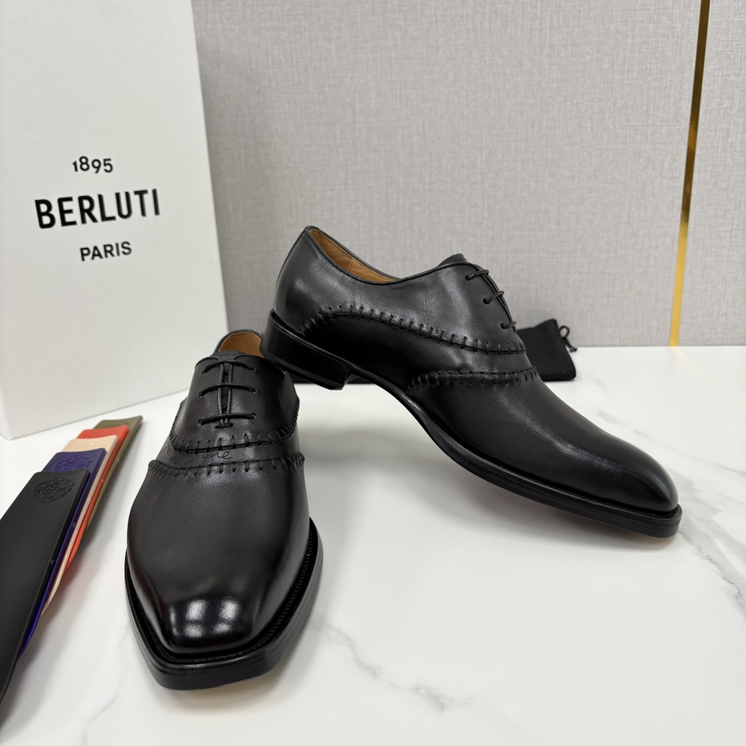 💋💍Berlut* 布鲁提  新款男士手工擦色正装皮鞋上新🆕     鳄鱼纹牛津鞋的商务与格调的极致融合