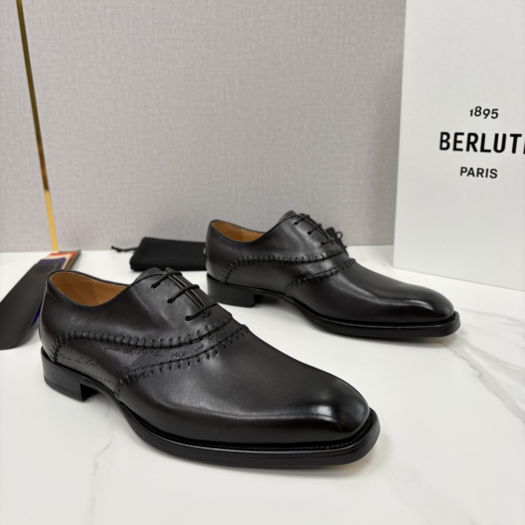 💋💍Berlut* 布鲁提  新款男士手工擦色正装皮鞋上新🆕     鳄鱼纹牛津鞋的商务与格调的极致融合