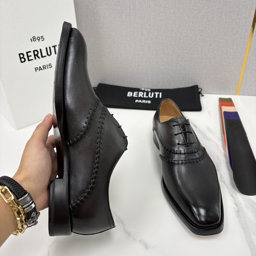 💋💍Berlut* 布鲁提  新款男士手工擦色正装皮鞋上新🆕     鳄鱼纹牛津鞋的商务与格调的极致融合