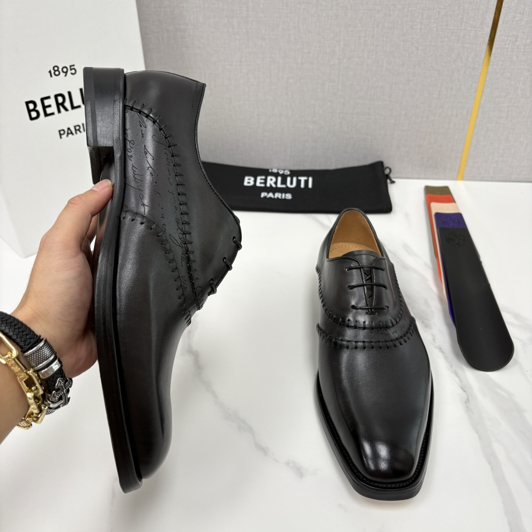 💋💍Berlut* 布鲁提  新款男士手工擦色正装皮鞋上新🆕     鳄鱼纹牛津鞋的商务与格调的极致融合
