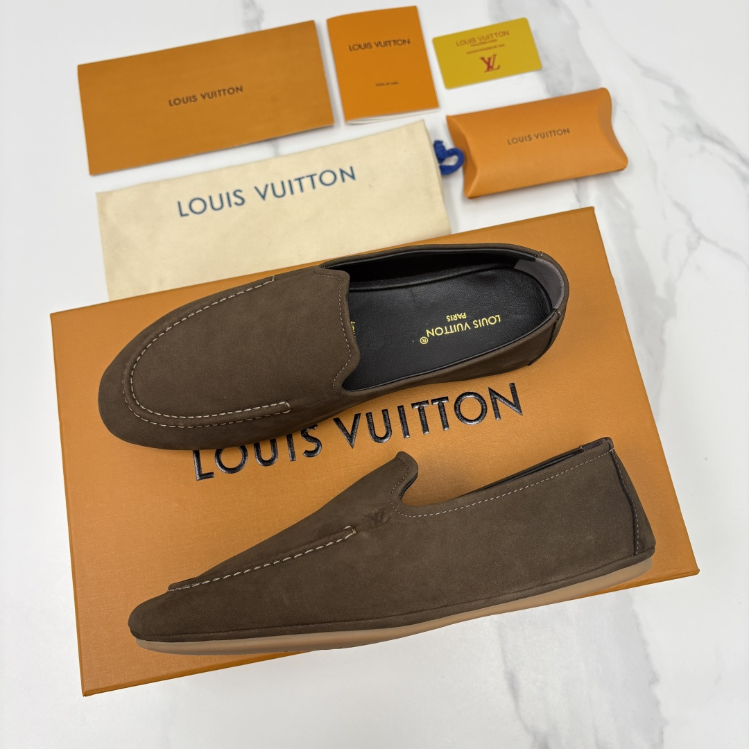 💋💍L 家新品 LOU*S  VUITTO*  新品男士懒人休闲驾车乐福鞋    甄选进口头层反绒牛皮制