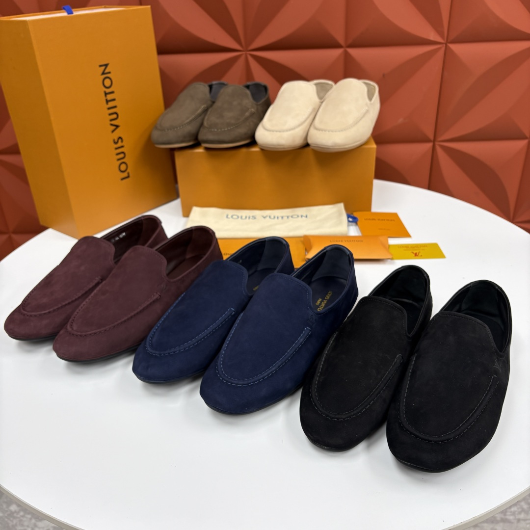 💋💍L 家新品 LOU*S  VUITTO*  新品男士懒人休闲驾车乐福鞋    甄选进口头层反绒牛皮制
