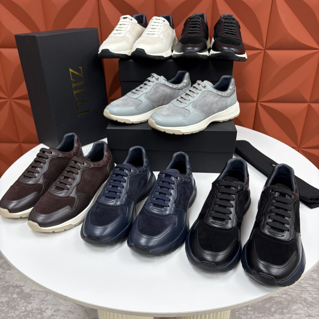 💋💍ZL家新品  Zill* 兹-利  是1970创立的法国奢侈男装品牌   缝线装饰男士休闲运动鞋当法