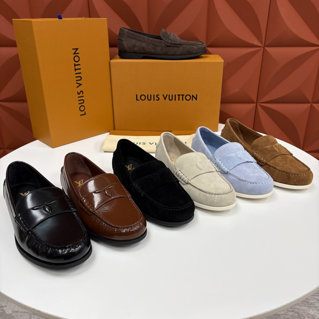 💋💍L 家新品 LOU*S  VUITTO*  新品男士休闲乐福鞋    甄选进口开边珠牛皮/反绒牛皮制