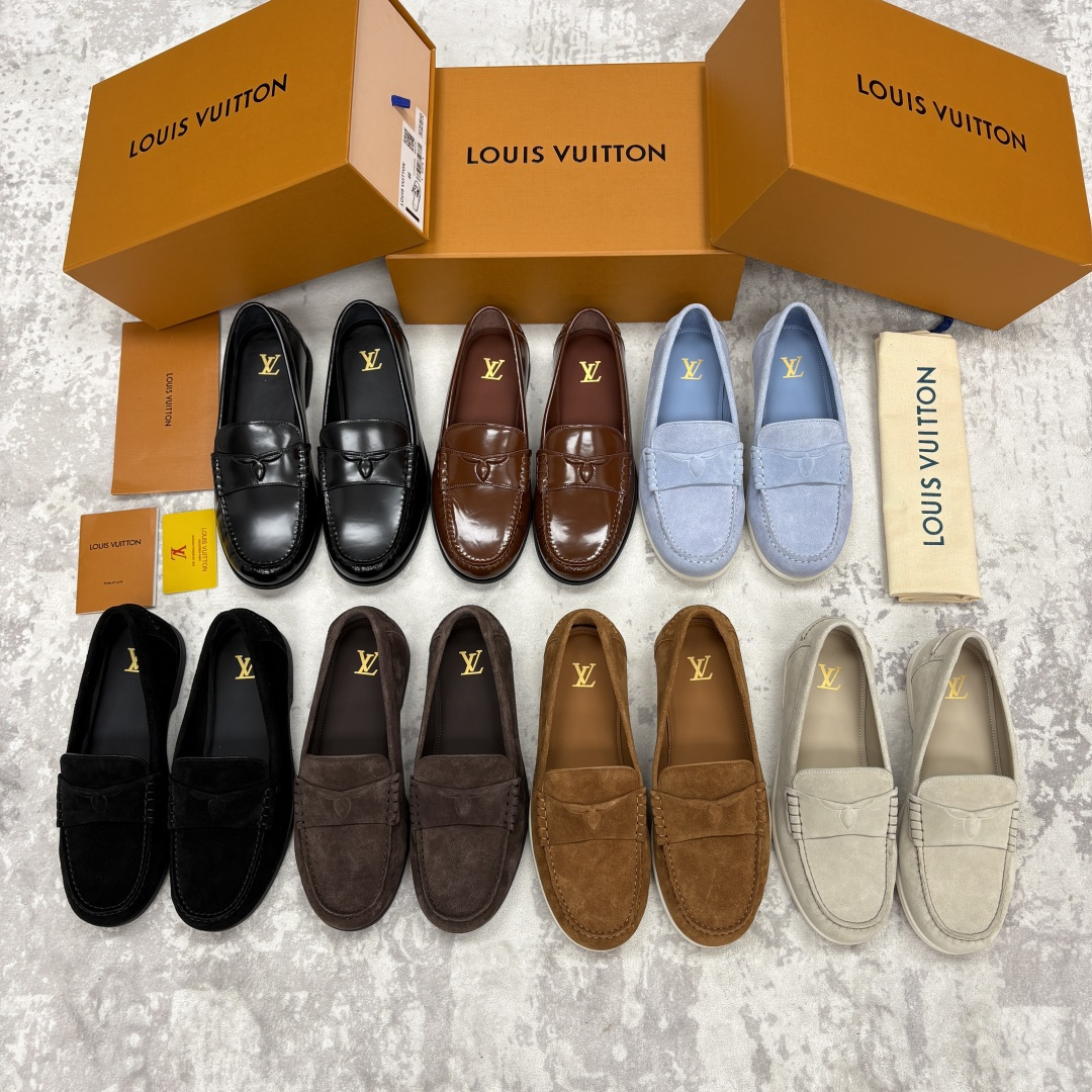 💋💍L 家新品 LOU*S  VUITTO*  新品男士休闲乐福鞋    甄选进口开边珠牛皮/反绒牛皮制