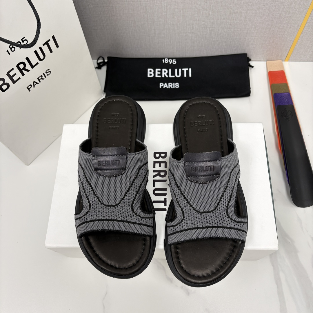 💋💍Berlut* 布鲁提 2024夏季新品系列    灵感新季  新款 Shadow 针织与皮革拖鞋 