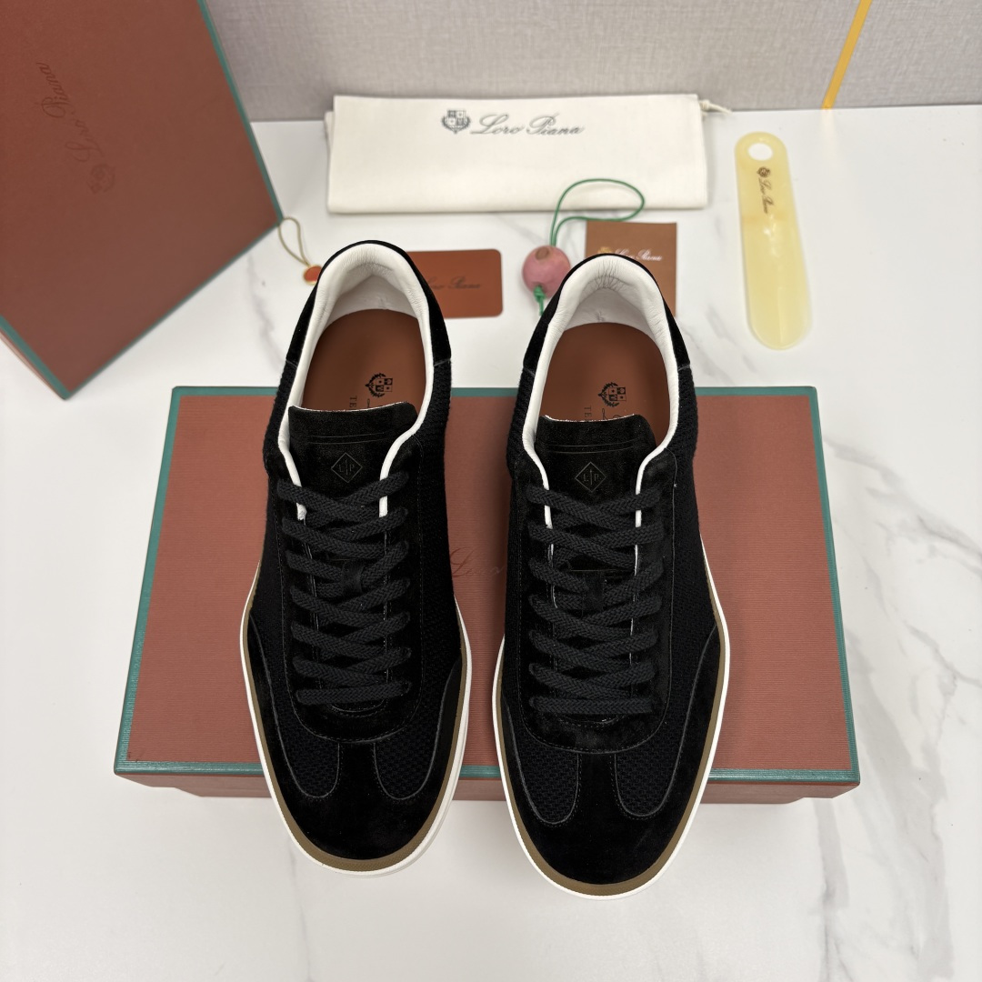 💋💍LP 家新品  LoroPian*/诺悠-翩雅  官方新款男士休闲德训鞋  牛皮拼接板鞋  奢华质感