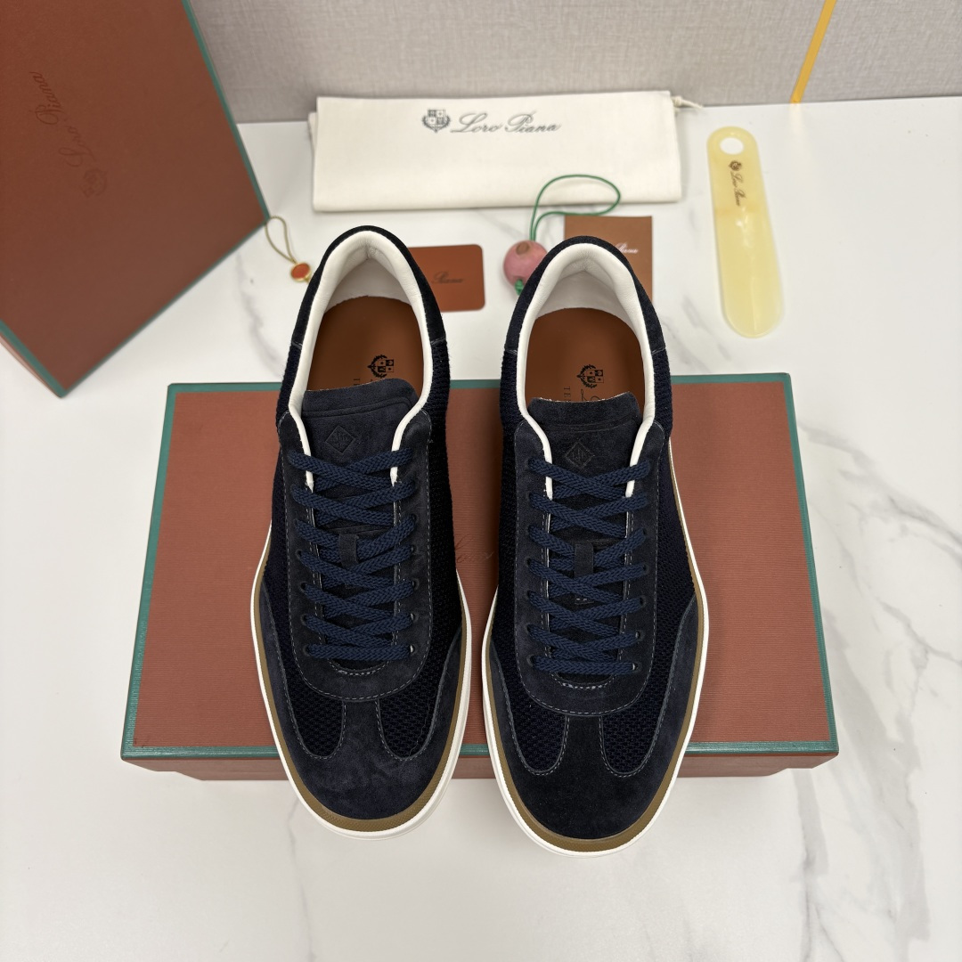 💋💍LP 家新品  LoroPian*/诺悠-翩雅  官方新款男士休闲德训鞋  牛皮拼接板鞋  奢华质感
