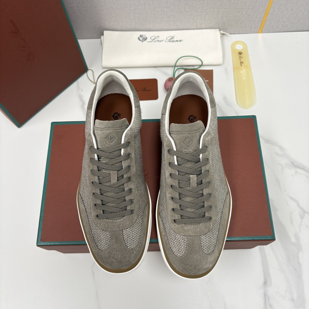 💋💍LP 家新品  LoroPian*/诺悠-翩雅  官方新款男士休闲德训鞋  牛皮拼接板鞋  奢华质感