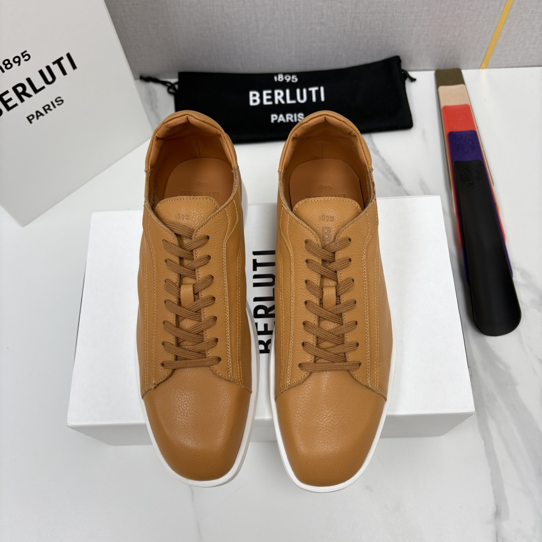 💋💍Berlut* 布鲁提  新款刀锋造型板鞋来袭   新品Stellar 🫎🫎🫎鹿皮休闲运动鞋   官