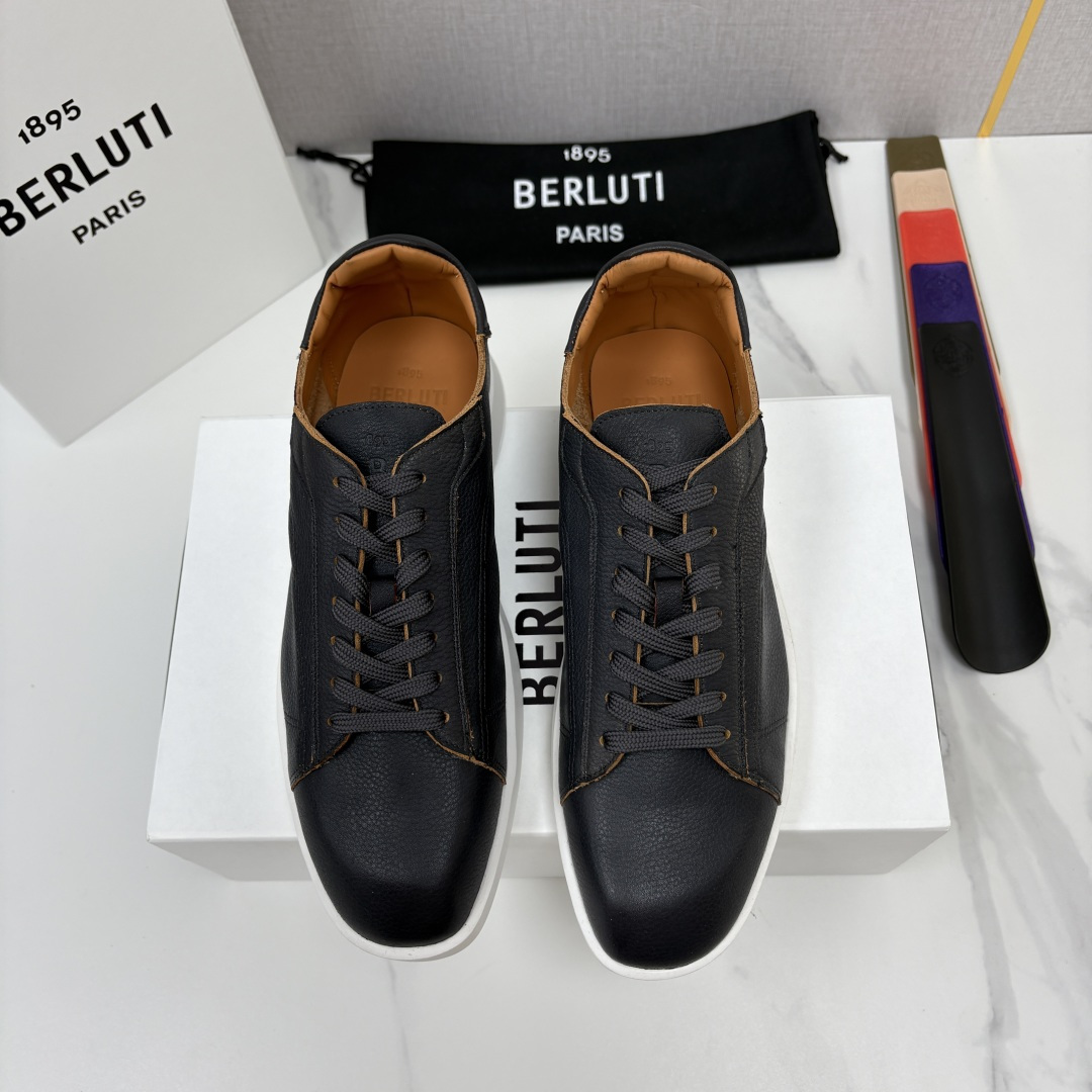 💋💍Berlut* 布鲁提  新款刀锋造型板鞋来袭   新品Stellar 🫎🫎🫎鹿皮休闲运动鞋   官
