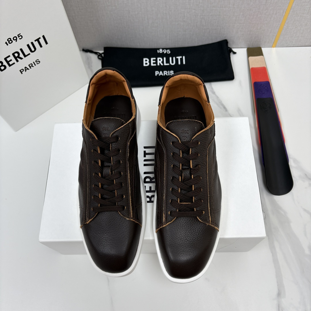 💋💍Berlut* 布鲁提  新款刀锋造型板鞋来袭   新品Stellar 🫎🫎🫎鹿皮休闲运动鞋   官