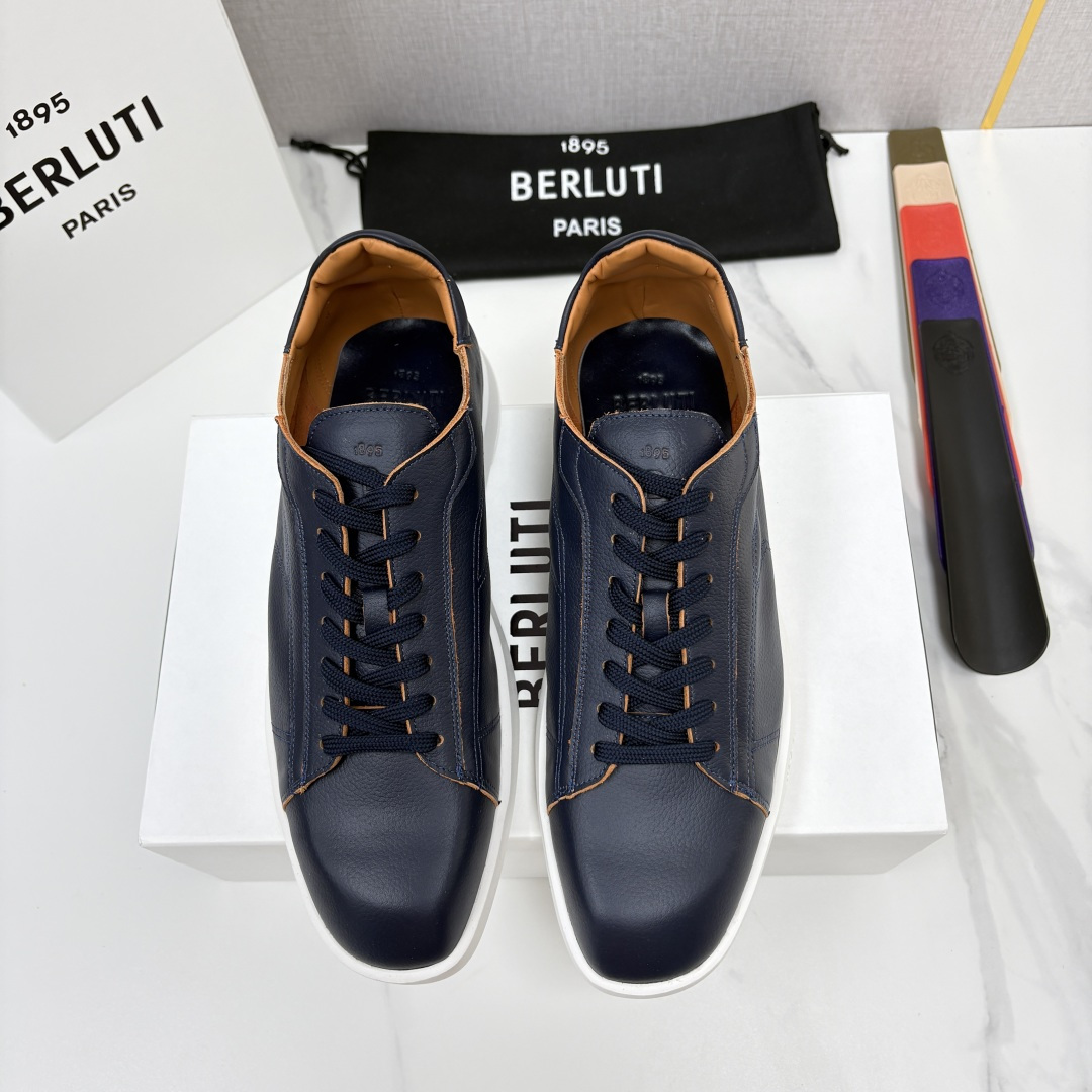 💋💍Berlut* 布鲁提  新款刀锋造型板鞋来袭   新品Stellar 🫎🫎🫎鹿皮休闲运动鞋   官