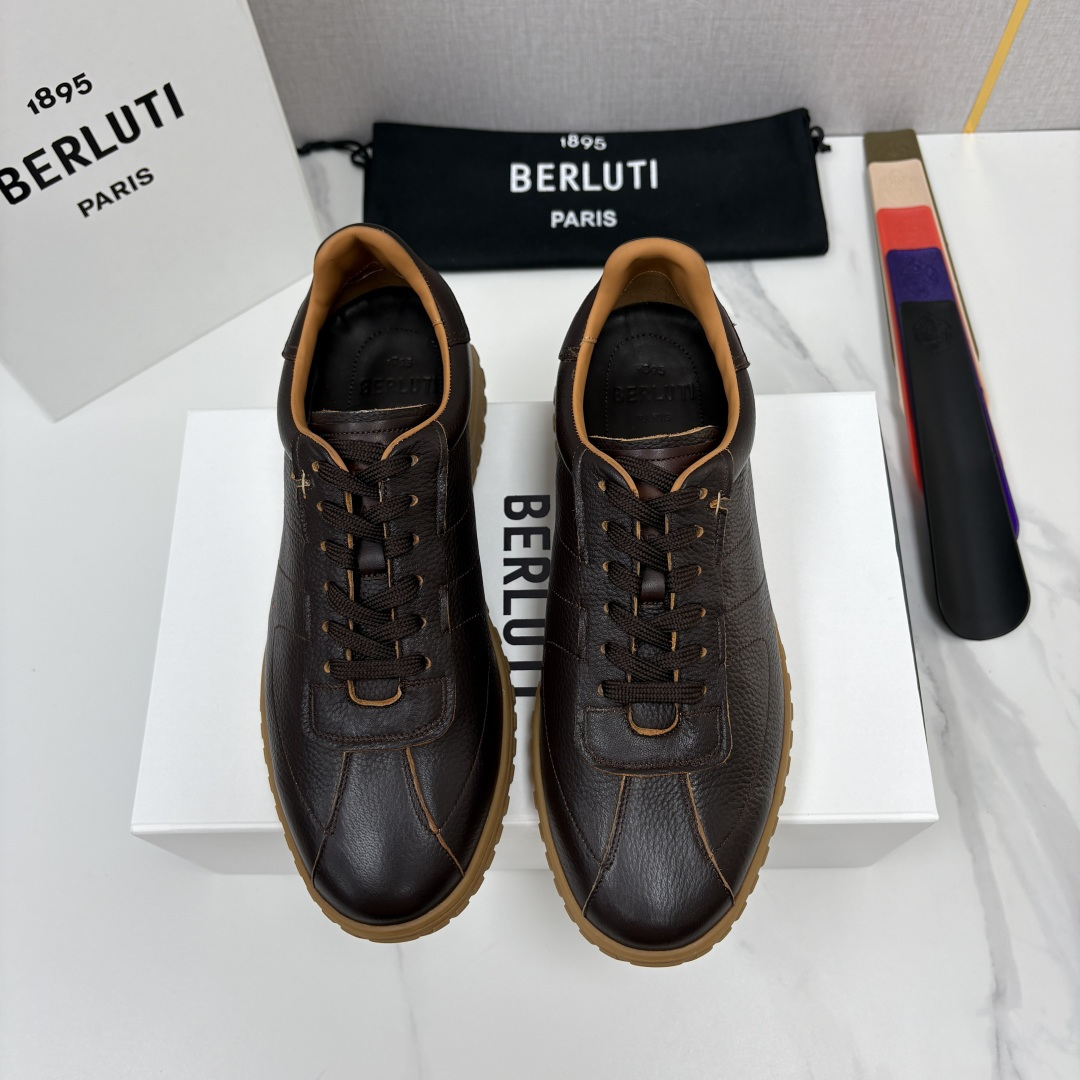 💋💍Berlut* 布鲁提  全新的复古风德训鞋   Trainer皮革运动鞋   官方   10,40