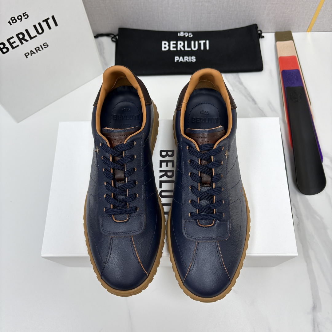 💋💍Berlut* 布鲁提  全新的复古风德训鞋   Trainer皮革运动鞋   官方   10,40
