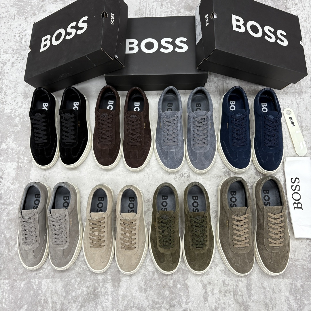 💋💍BOSS 男士新款  HUG*O BOSS男士休闲德训鞋    运动休闲的质感平衡。采用头层反毛牛皮