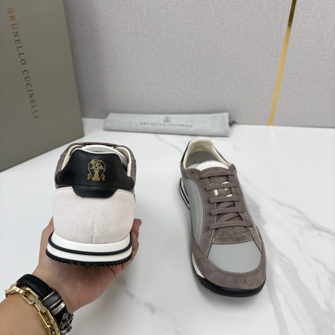 💋💍BC新品 Brunello Cucinell*  牛皮拼接撞色低帮运动鞋  官方 9,400   复古拼接德训休闲鞋