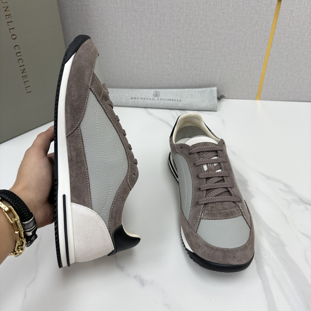 💋💍BC新品 Brunello Cucinell*  牛皮拼接撞色低帮运动鞋  官方 9,400   复古拼接德训休闲鞋