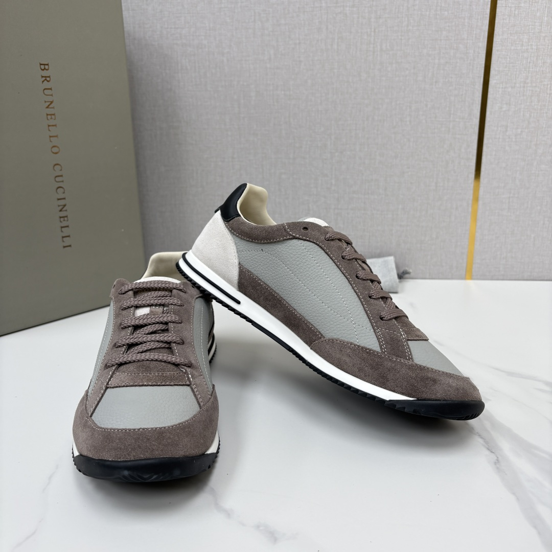 💋💍BC新品 Brunello Cucinell*  牛皮拼接撞色低帮运动鞋  官方 9,400   复古拼接德训休闲鞋