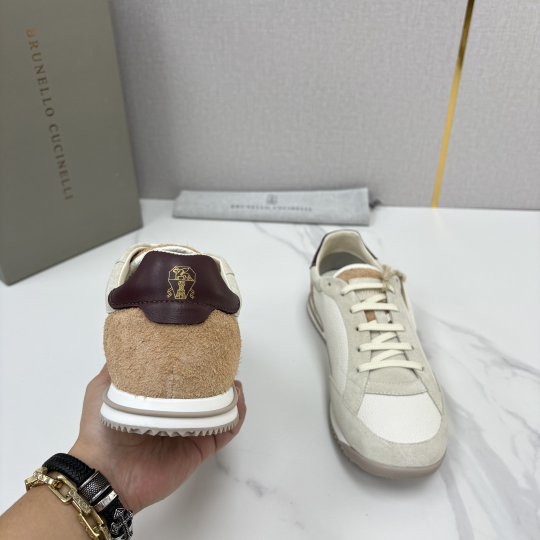 💋💍BC新品 Brunello Cucinell*  牛皮拼接撞色低帮运动鞋  官方 9,400   复古拼接德训休闲鞋