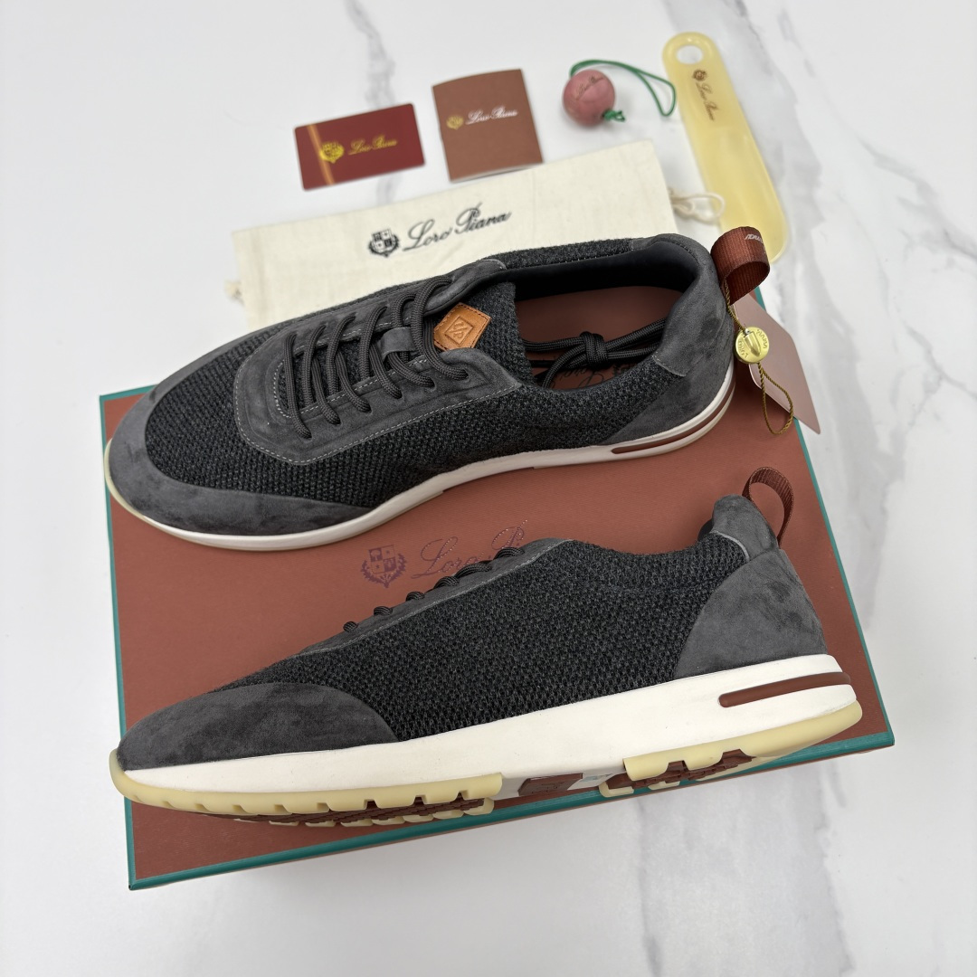💋💍LP 家新品   Loro Pian*   诺悠*翩雅   Week End Walk 男士科技网布拼接反毛皮休闲运
